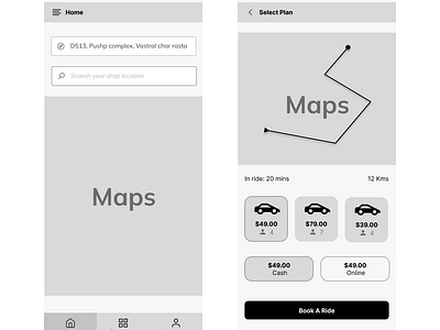 Taxi Booking Mobile App - Wireframe mobile design mobile i taxi booking wireframes