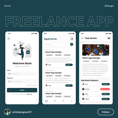 Freelance App app design freelance mobile ui