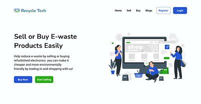 RecycleTech- Sell or buy E-waste products branding ecommerce landing page recycle web ui website design