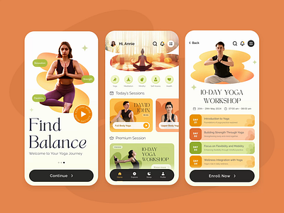Poses at Your Fingertips: Interactive Yoga Mobile App UI design agency indian design agency meditation ui mobile app mobile app ui onboarding ui self help ui ui ux user interface wellness app ui yoga yoga app yoga app ui