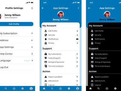 User Profile & Settings UI Design app design daily ui profile settings user profile user settings