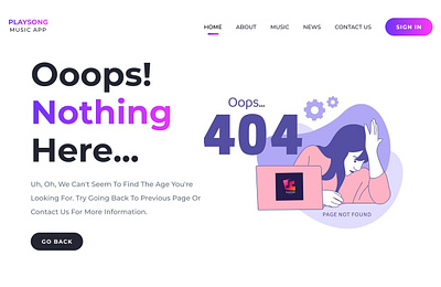 #404 UI Design 404 daily ui music app ui design