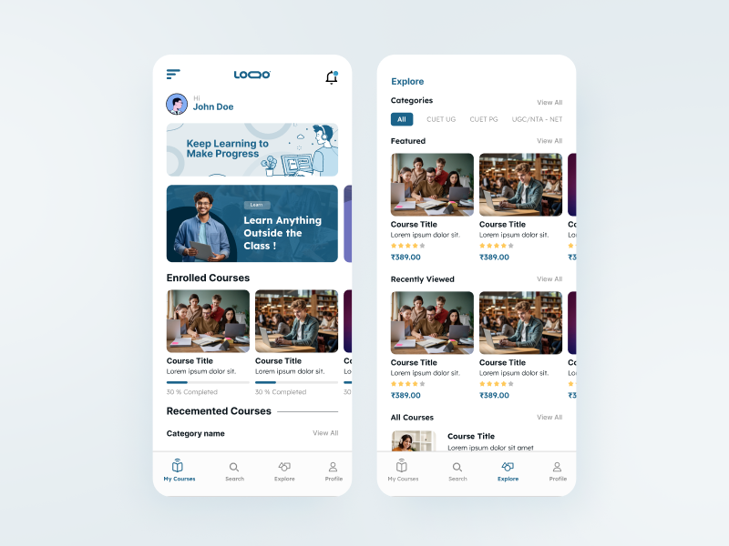 Education App app design drawing education figma figmadesign learning learningapp sketch ui
