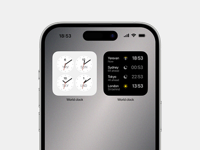 World clock widget app ui ux widget