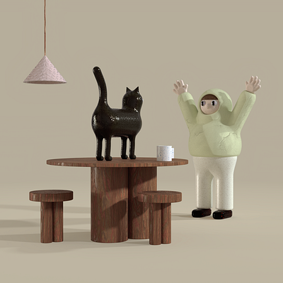 "No! Get down from there!" 3d 3ddesign character design furniture graphic design illustration
