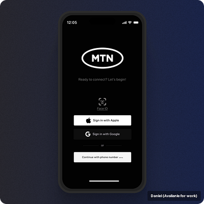 Sign Up/In Page for MTN app design figma mobile sign in sign up ui ux