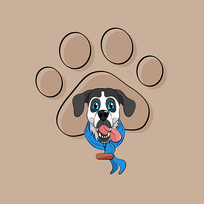 Dog Illustration with Paw animal dog happy illustration paw pet vector