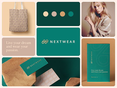 Nextwear Brand Sprint abstract branding clothing elegant fashion gradient high end jewelry letter life style logo luxury monogram n natur pastel pattern premium step style