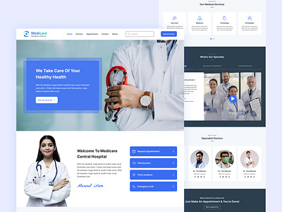 Modern Hospital Landing page Design hospital landing page landing page modern design ui user experience user interface ux web