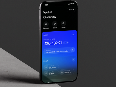 Modern Web 3.0 Wallet - Mobile App(Dark-1) app crypto design finance mobile nft product design software ui ux wallet web3