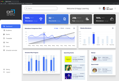 DIT University ERP Dashboard Design branding dashboard design erp dashboard erp portel design interface design ui user experience design ux web applications web apps