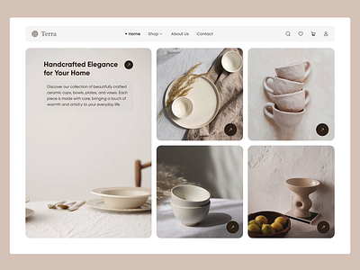 Handcrafted Ceramics E-Commerce Website about us blog branding cart ceramics checkout clean e commerce favourite home logo payment shop store ui ux video web webdesign website