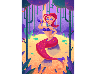 Mermaid art character digital flat flat illustration illustration