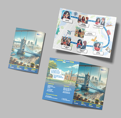 Education Agency Comic Style Flyer Design | Bi-fold Flyer comic design comic flyer design education design flyer design print design study abroad flyer design