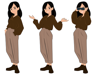 Aditi Character Model Sheet 2d art 2d character character design digital art illustration sketch