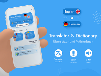 English to German Translator clean design creative design design inspiration dictionary ui ui design uiux user experience user interface ux ux design