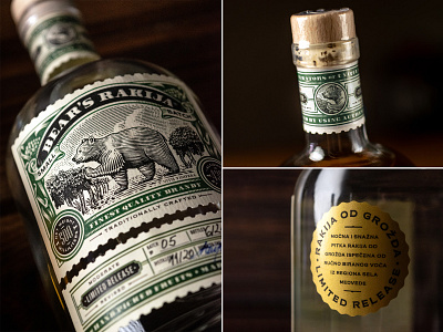 Bear's Spirits - Limited Edition alcohol bear bourbon branding brandy distillery drink engraving gold foil label design line art packaging packaging label retro illustration scratchboard spirits spirits packaging vintage whiskey whisky design