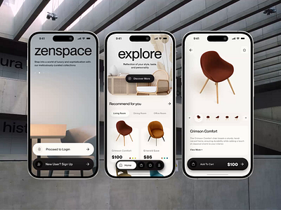 Interior Furniture Store Mobile App app mockups ui