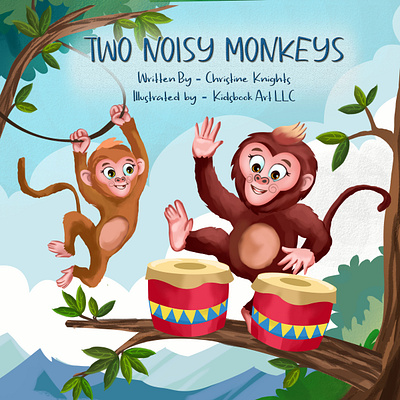 Two Noisy Monkeys child book design drawing graphic design illustration vector