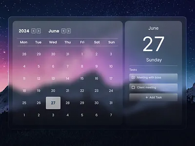 Calendar UI 3d calendar design glass morphism ui