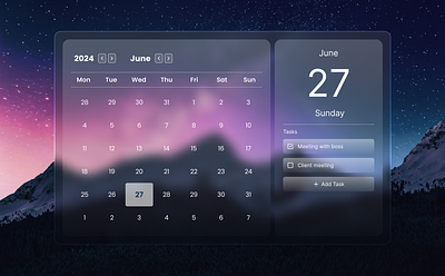 Calendar UI 3d calendar design glass morphism ui