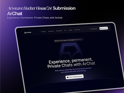 Arweave's Hacker House'24 Design Submission! archat branding chat creative figma graphic design heropage homepage landing page logo minimal modern design product design purple ui uiux user interface web design web3 website