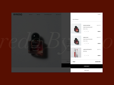 BYREDO | Cart – Redesign Concept brand design branding byredo company design designer figma fragrance homepage interface landing perfume product redesign concept ui uiux user interface web design website website design