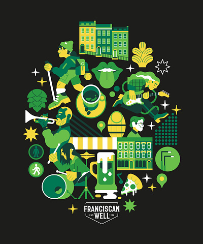 T-Shirt 2d branding brewery character design digital flat folioart icons illustration owen davey t shirt urban vector