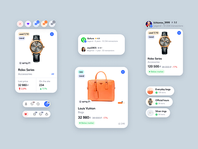 Premium resale of luxury items. UI product cards. ui