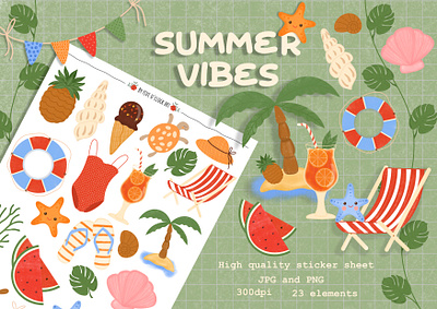 Summer vibes design graphic design illustration stickers