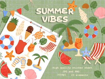 Summer vibes design graphic design illustration stickers