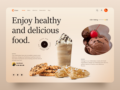 Dessert Website Design dessert fluttertop food and beverage food app food delivery food landing page food ui food web food website landing page milk milshakes restaurant website shake smoothie tasty web webdesign website website design