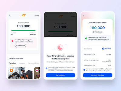 ZIP Lender Migration in MobiKwik app credit line design fintech indian app lender migration lending lending app loan partner mbkdesign mobikwik partner brands product design ui ux