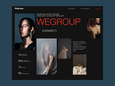 website for a jewelry company | landing | models | earrings ring black branding business company design designer earrings graphic design illustration jewelry journal landing landing page logo model ring ui ux vector website