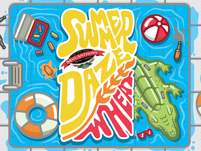 Summer Daze Wheat Beer Label beer beerlabel branding craftbeer digital digitalart graphic design illustration label logo pool summer