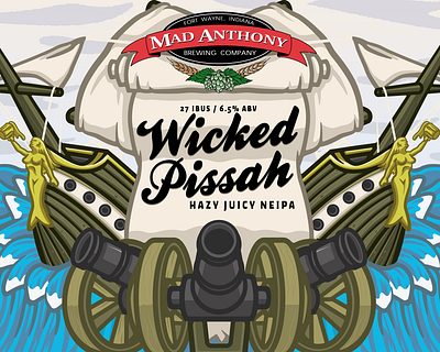 Wicked Pissah Beer Label beer beerlabel branding craftbeer design digital digitalart graphic design illustration label logo vector