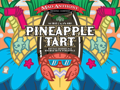 Pineapple Tart Beer Label beer beerlabel branding crab craftbeer design digital digitalart graphic design illustration logo pineapple summer vector