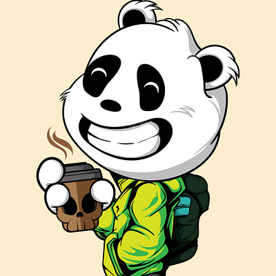 COFFEE TIME animal art character coffee cute design doodle graffiti icon illustration logo mascot panda popart vector