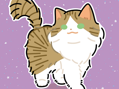 Clip art of cute long-haired cat of Chaimoto cat graphic illustration procreate