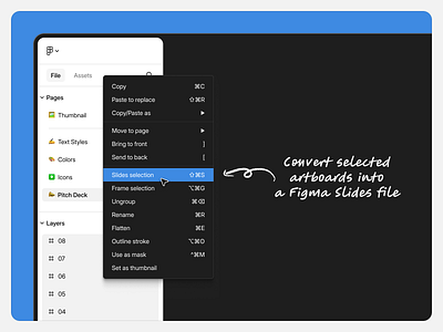 Figma concept 💭・Convert selected artboards into a Figma Slides app artboard concept convert feature figma figma slides macos new figma ui3 ux