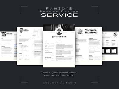 Professional CV, Resume & Cover Letter Design abdullah al fahim branding canva cv design figma graphic design resume design ui