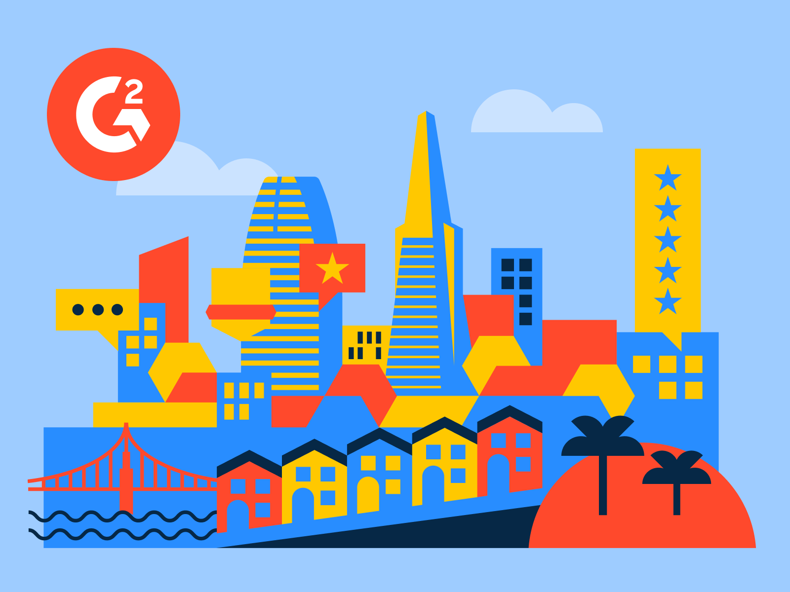 G2 San Francisco Illustration abstract animation architecture bold brand branding buildings california cartoon city cityscape collage concept event flat illustration landmarks mural san francisco skyline