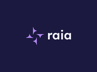 Raia Logo ai assistant ai branding ai logo brand identity branding geometric logo graphic design logo logo ai minimal logo modern logo purple purple color purple logo purple palette r logo raia logo sparkle logo star logo