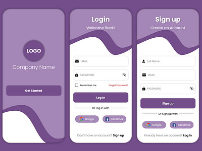 Log in and Sign up Screens UI Design design graphic design log in ui log in ui design mobile app design sign in ui sign up ui ui ui design ui ux design ux