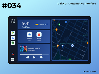 Daily UI 034 - Automotive Interface automotive interface car dailychallenge dailyui design figma infotainment navigation ui uiux user interface ux vehicle widgets