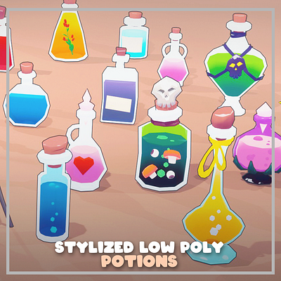 Stylized Low Poly Potions 3d 3dmodeling b3d blender blender3d low poly lowpoly potions