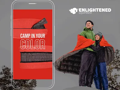 Enlightened Equipment | Meta Ads ad adventure advertising animation b2c branding camp camping color design enlightened equipment facebook graphic design instagram logo meta motion design ppc marketing sleeping quilt story