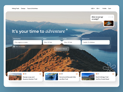 Search form for Hiking trails adventure concept hiking interface mountains search search form trails ui