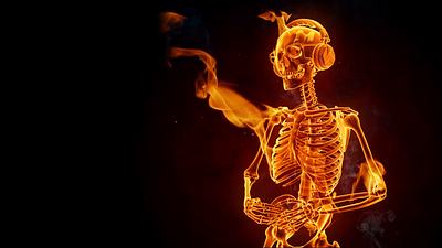 Fire skeleton 3d 3d modelling after effects animation blender burning dance dj fiery fire fun funny halloween headphones motion graphics music skeleton skull slow motion sparks