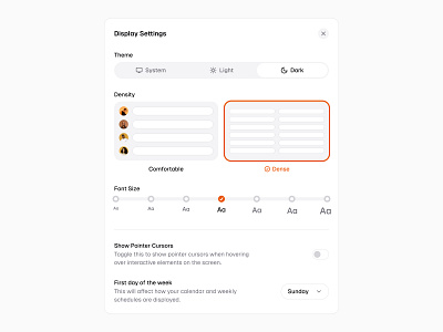 Display Settings 🔍 design dialog minimal modal popup saas settings ui web design